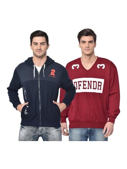 vimal jonney navy & red hooded sweatshirt - pack of 2