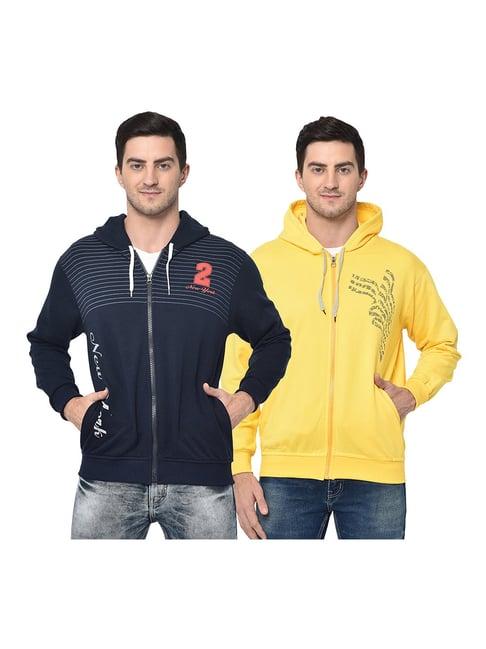 vimal jonney navy & yellow hooded sweatshirt - pack of 2