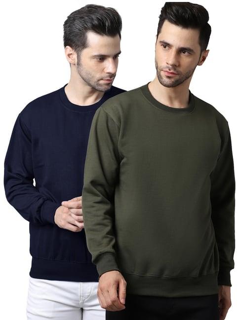 vimal jonney navy blue & green regular fit sweatshirts - pack of 2