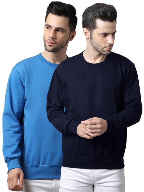 vimal jonney navy blue & sky blue regular fit sweatshirts - pack of 2