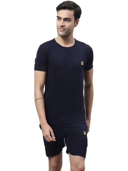 vimal jonney navy blue cotton regular fit tracksuit