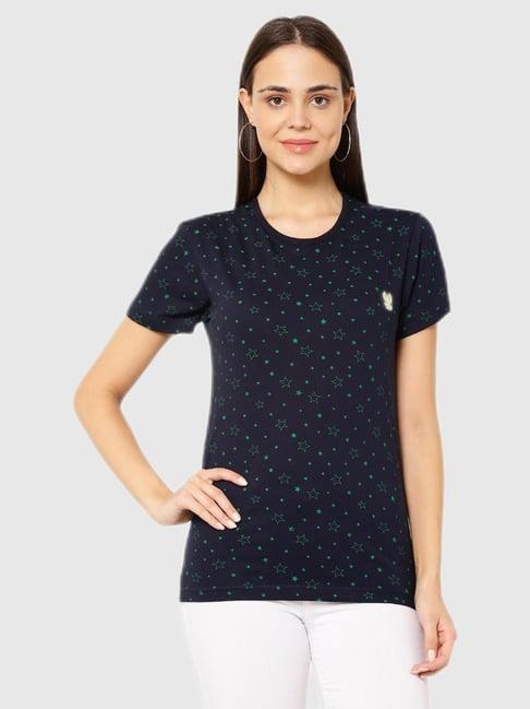 vimal jonney navy blue graphic print top