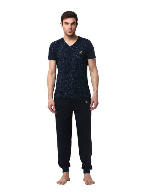 vimal jonney navy printed t-shirt & trackpants