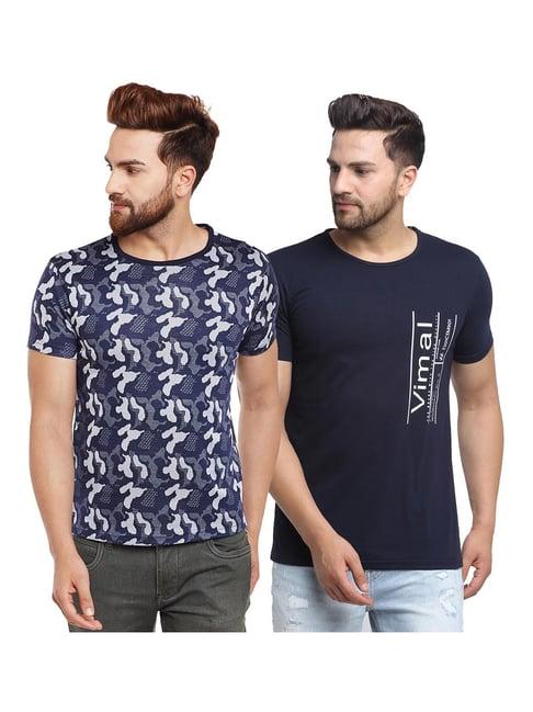 vimal jonney navy printed t-shirt - pack of 2