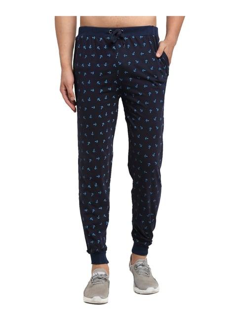 vimal jonney navy regular fit printed joggers