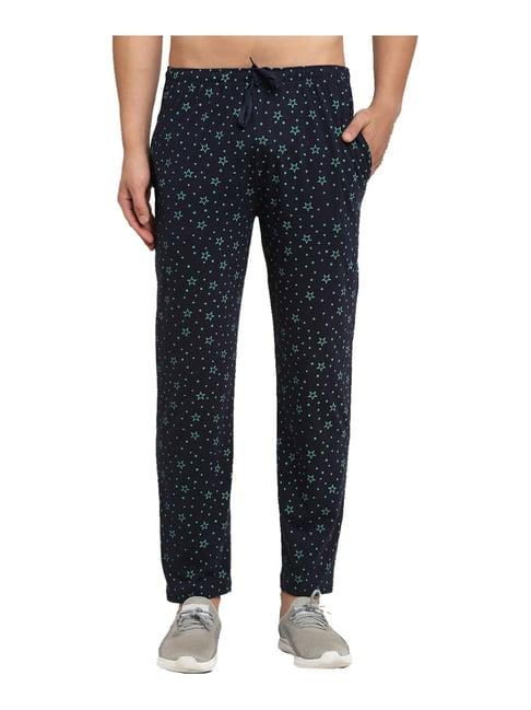 vimal jonney navy regular fit printed trackpants