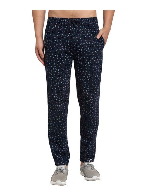 vimal jonney navy regular fit printed trackpants