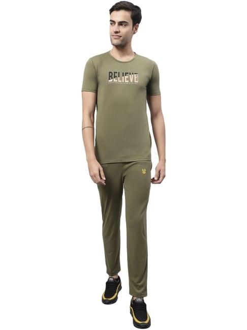 vimal jonney olive cotton regular fit printed tracksuit