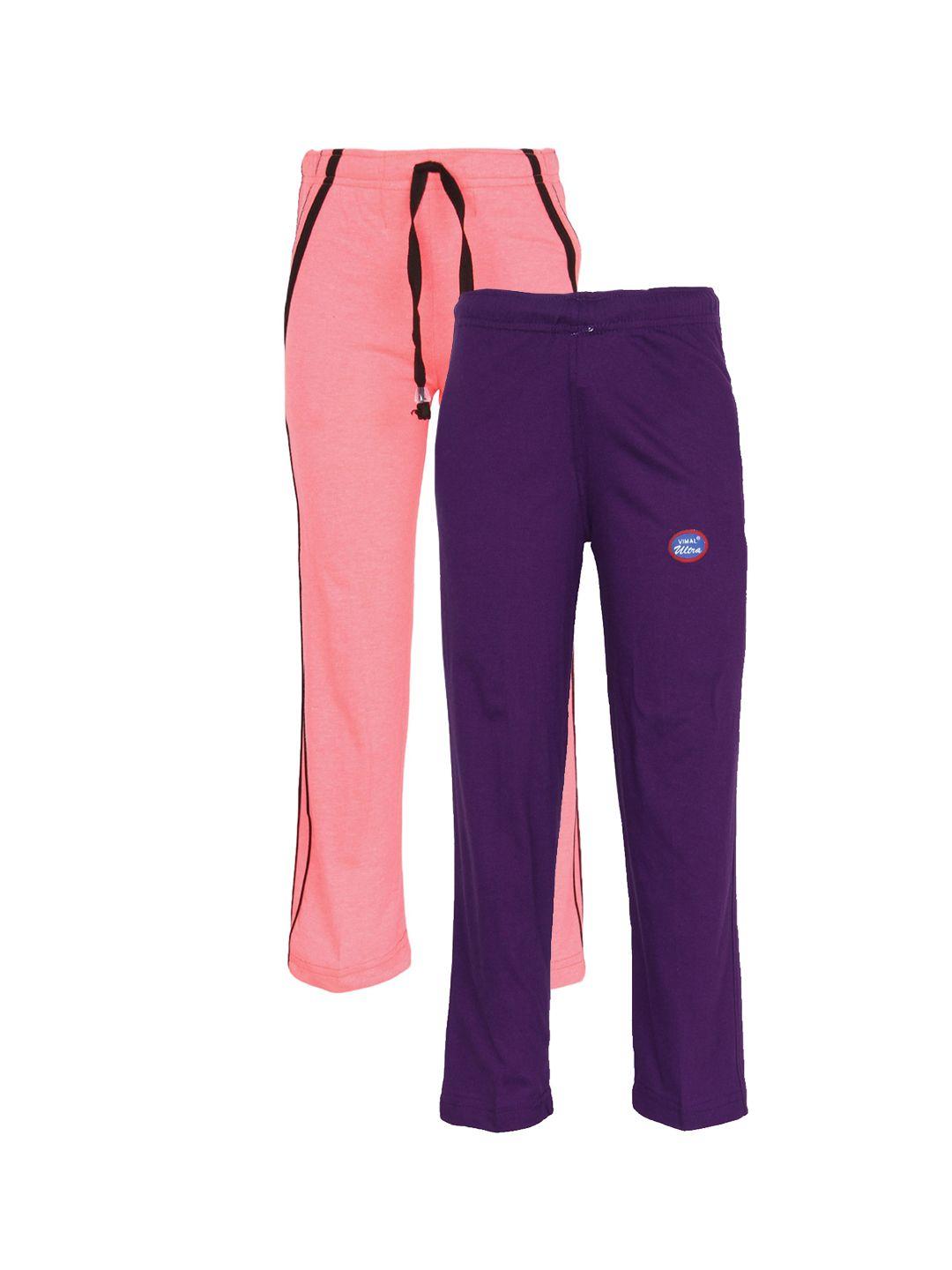 vimal jonney pack of 2 peach & purple track pants