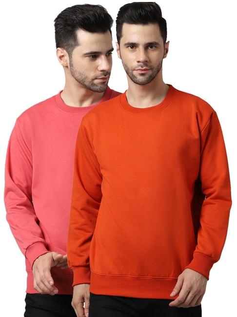 vimal jonney pink & orange regular fit sweatshirts - pack of 2