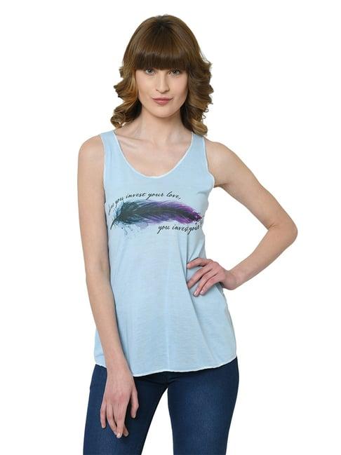 vimal jonney printed blue tank top