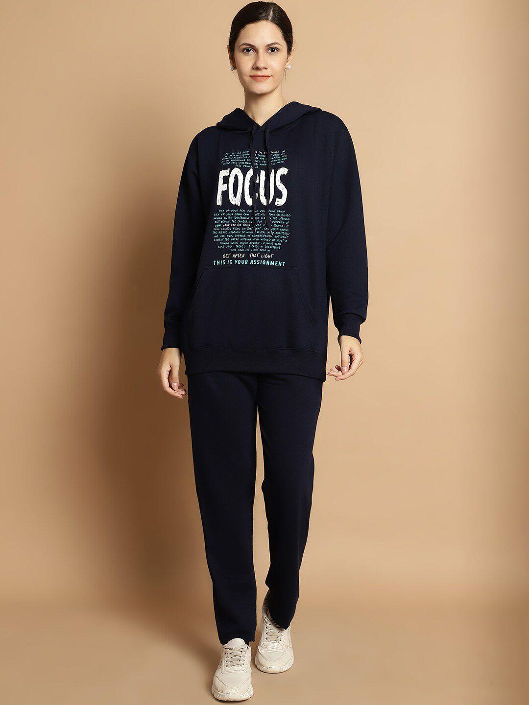 vimal jonney printed hooded fleece sweatshirt with trouser co-ords