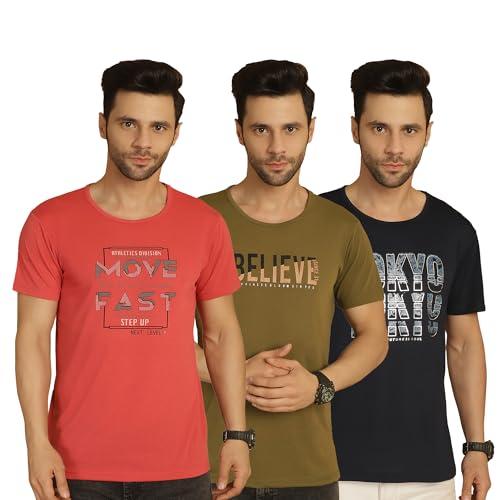 vimal jonney printed multicolor round neck cotton half sleeves tshirt for men(pack of 3)-vimal635337