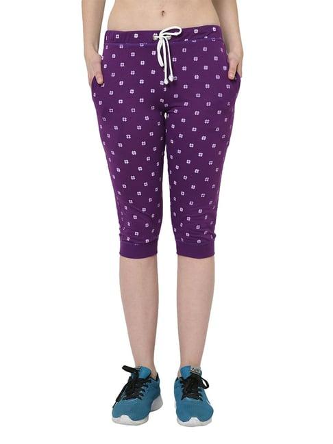 vimal jonney printed purple regular fit capris