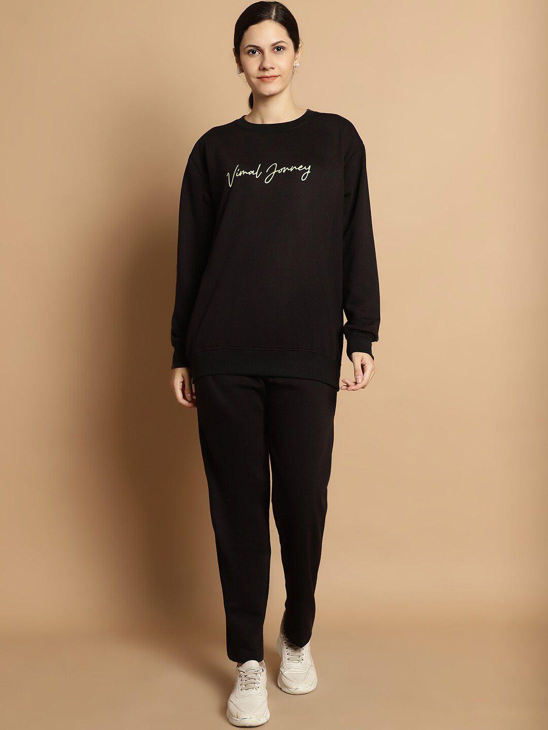 vimal jonney printed round-neck cotton fleece sweatshirt with trouser