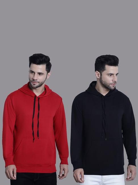 vimal jonney red & black regular fit hooded sweatshirt - pack of 2