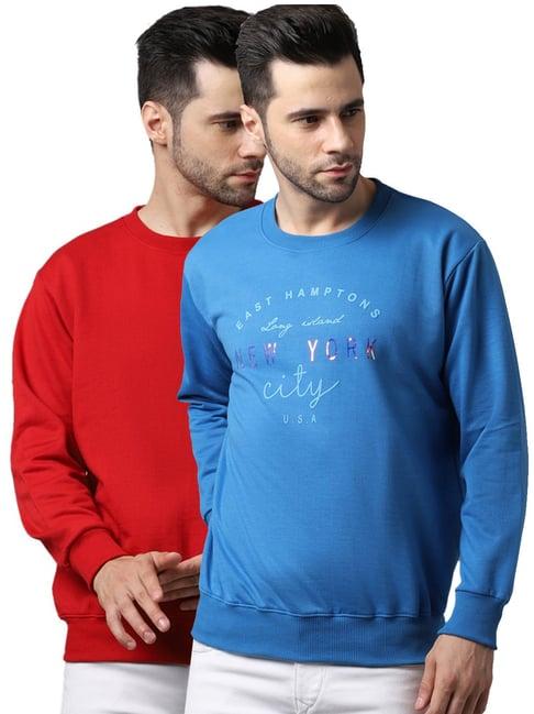 vimal jonney red & blue regular fit printed sweatshirts - pack of 2