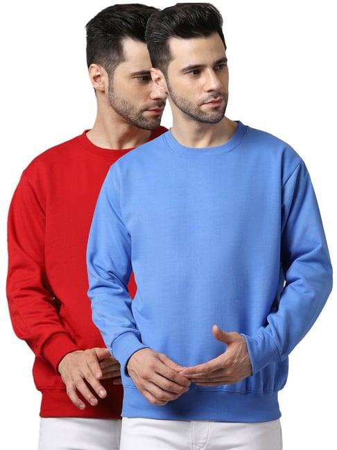 vimal jonney red & blue regular fit sweatshirts - pack of 2