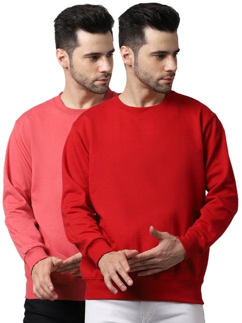 vimal jonney red & pink regular fit sweatshirts - pack of 2