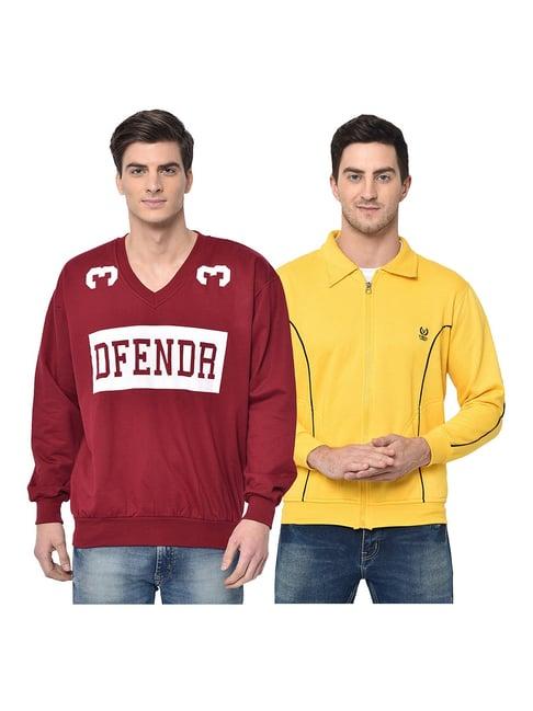 vimal jonney red & yellow v neck sweatshirt - pack of 2