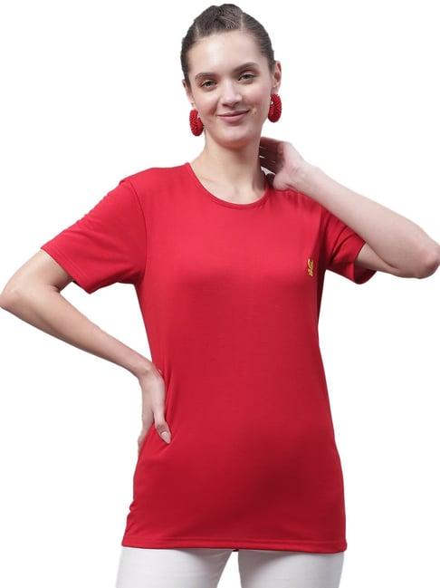 vimal jonney red cotton logo print t-shirt