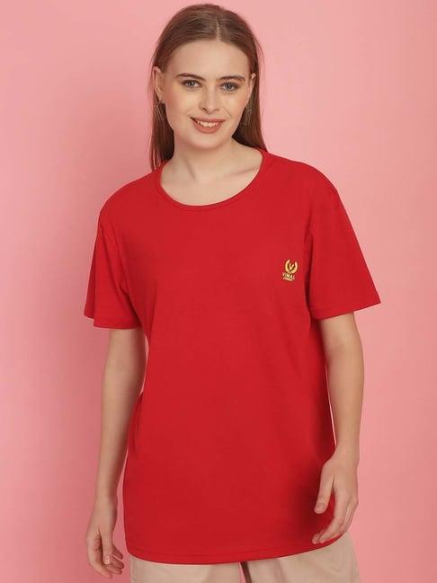 vimal jonney red cotton sports t-shirt