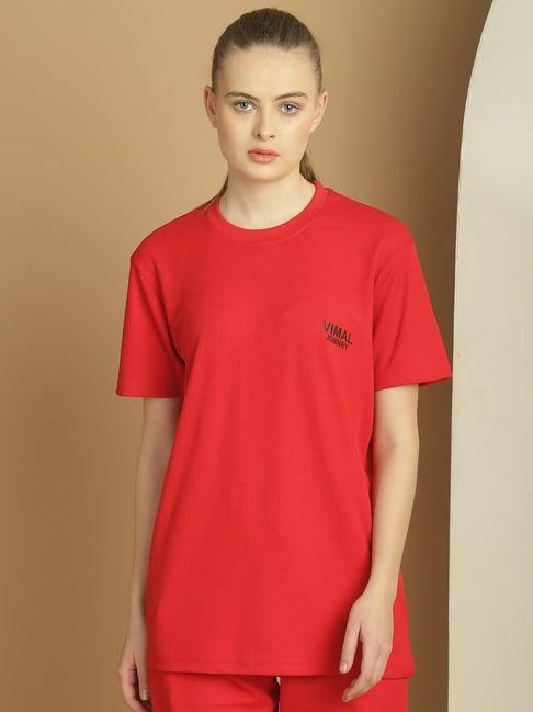 vimal jonney red logo print sports t-shirt