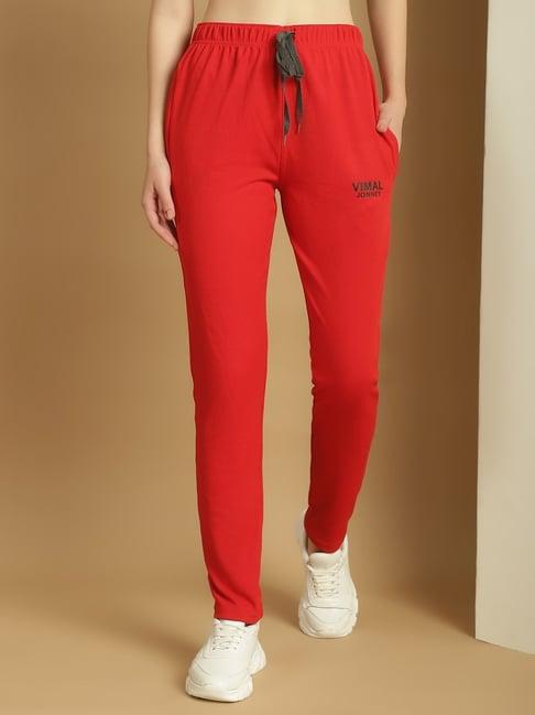 vimal jonney red mid rise sports track pants