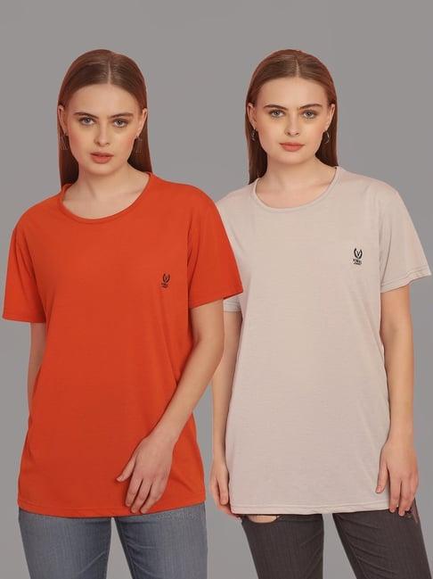 vimal jonney rust & grey cotton t-shirt - pack of 2