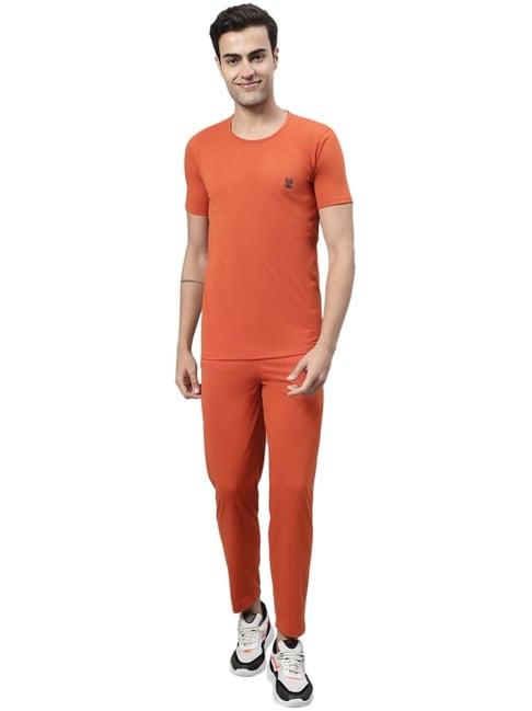 vimal jonney rust cotton regular fit tracksuit