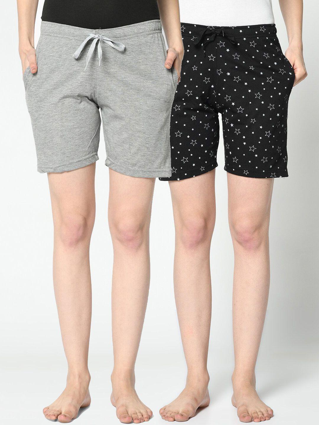 vimal jonney set of 2 women grey & black 2 lounge shorts