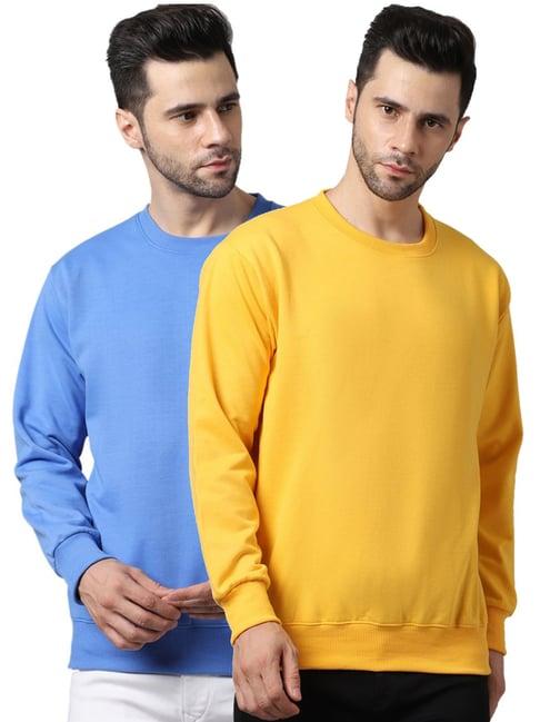 vimal jonney sky blue & yellow regular fit sweatshirts - pack of 2