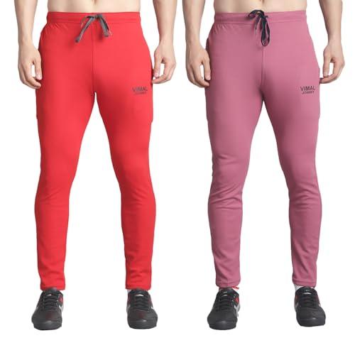 vimal jonney solid multicolor regular fit polyster lycra trackpant for men-pack of 2(vimal635720)