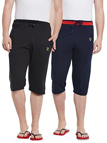 vimal jonney striped three fourths for men(pack of 2) (c2b_c2m_02-l) multicolour