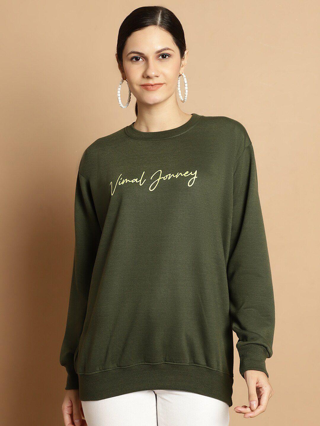 vimal jonney typography printed fleece pullover sweatshirt