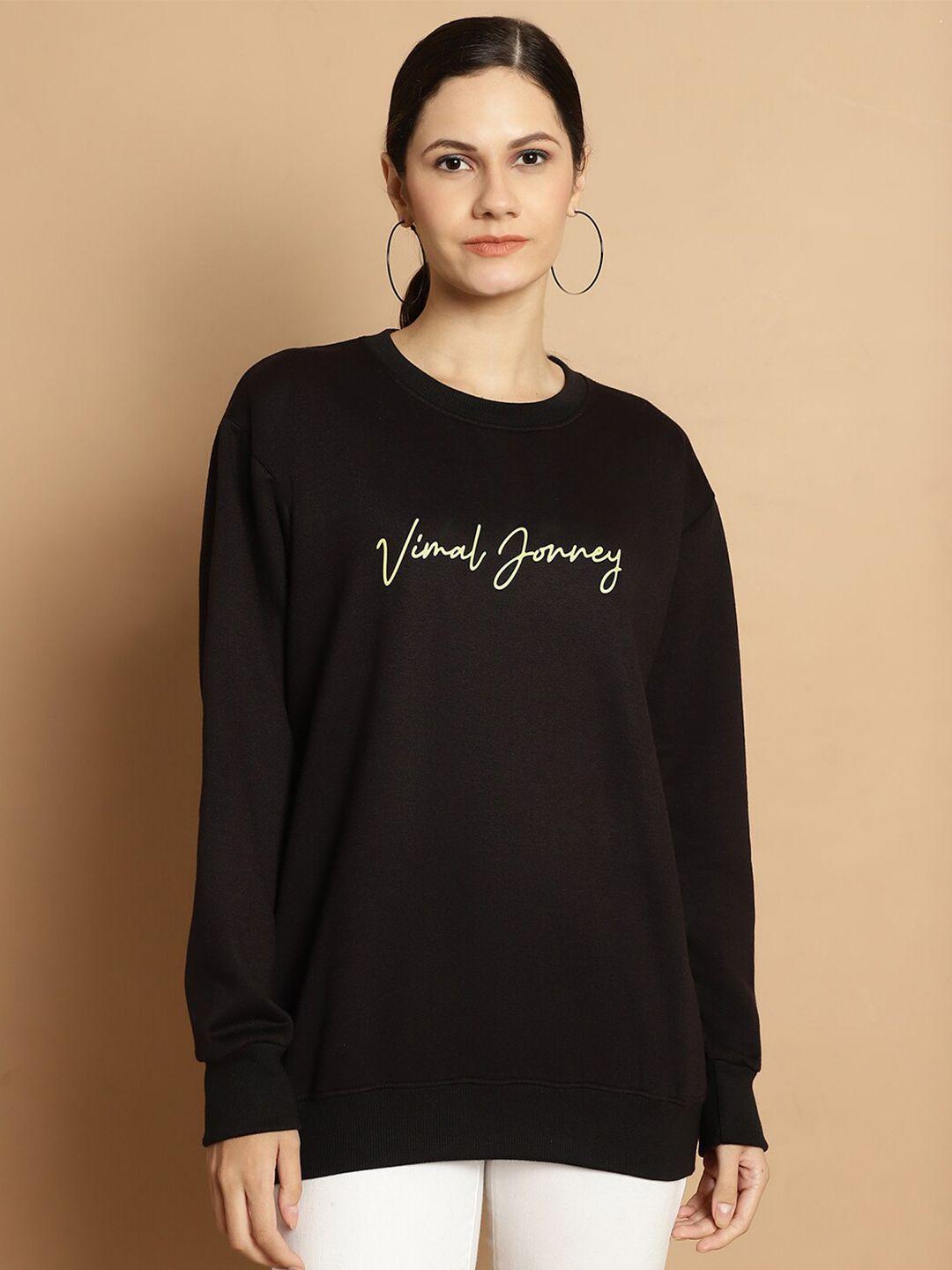 vimal jonney typography printed fleece pullover sweatshirt