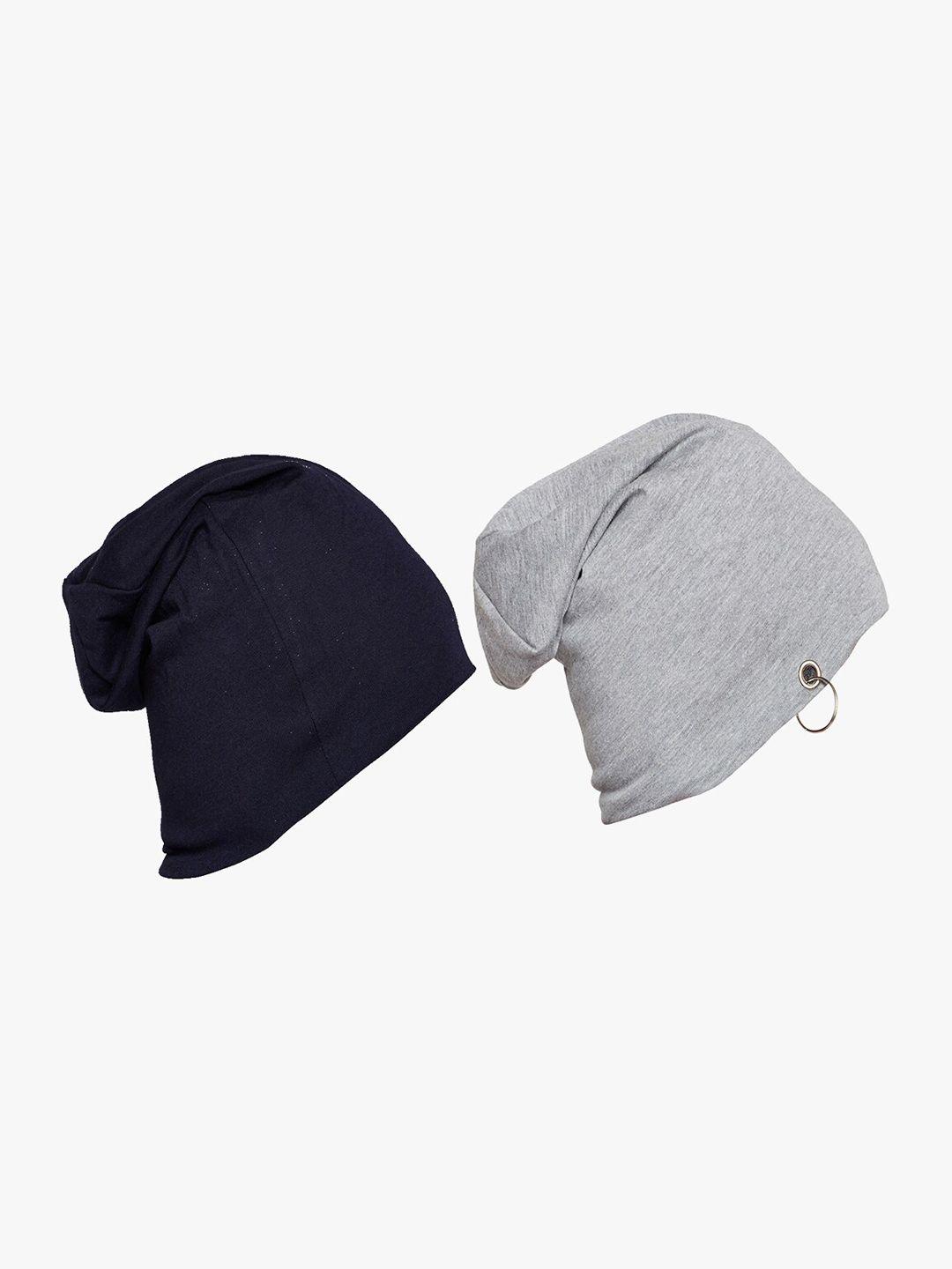 vimal jonney unisex grey & navy blue beanie