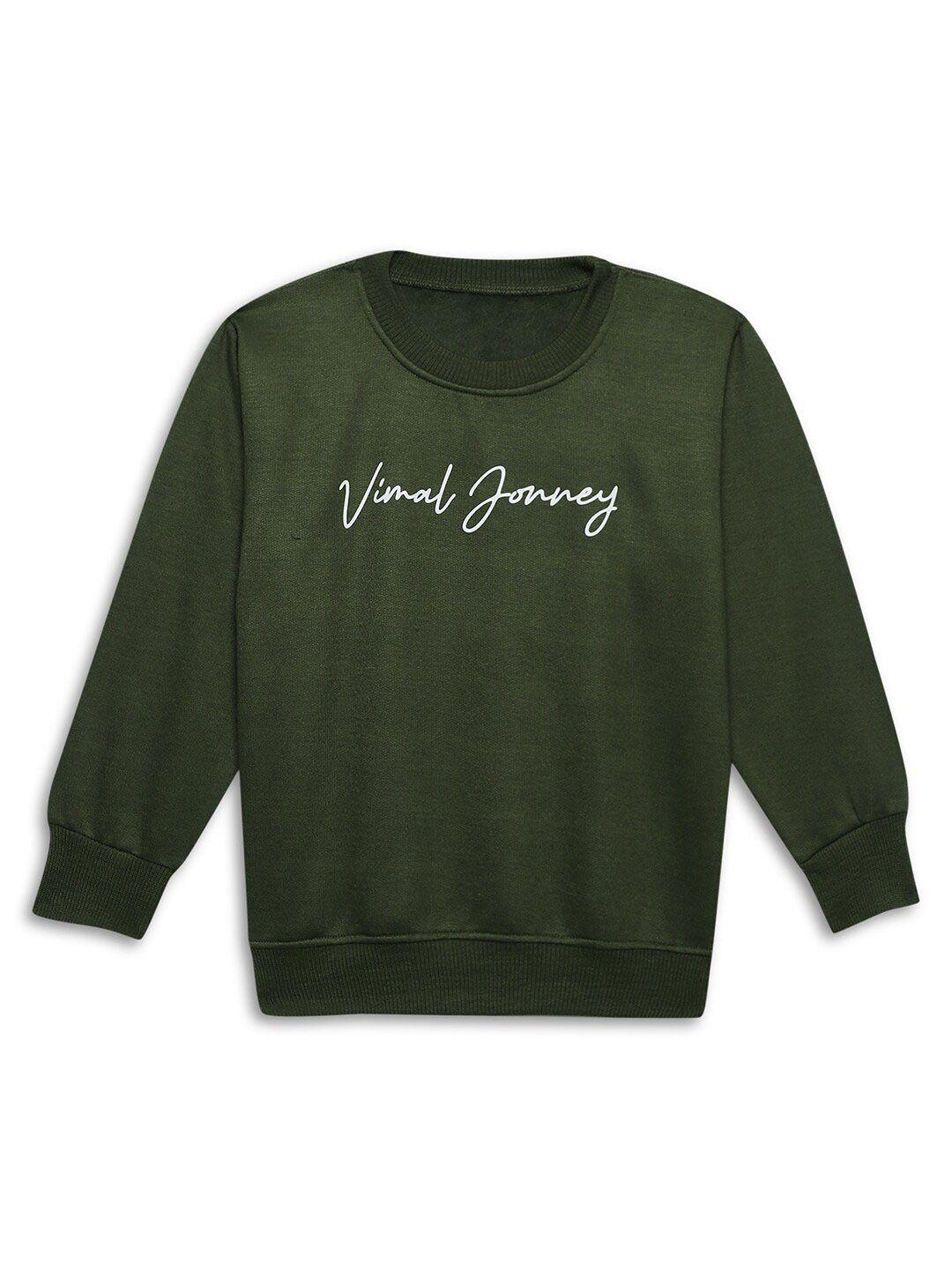 vimal jonney unisex kids olive green printed sweatshirt