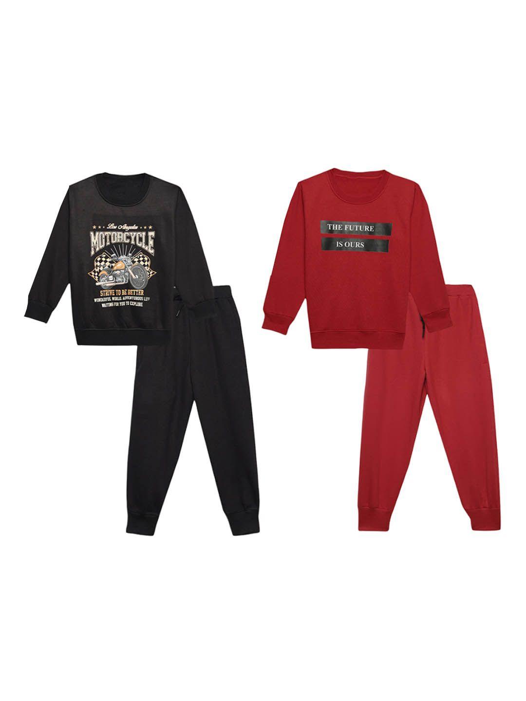 vimal jonney unisex kids pack of 2 printed sweatshirt with joggers