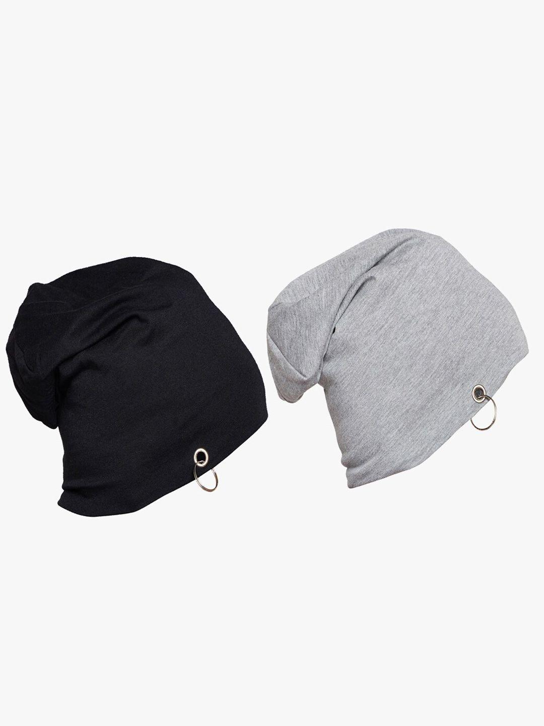 vimal jonney unisex pack of 2 grey & black beanie