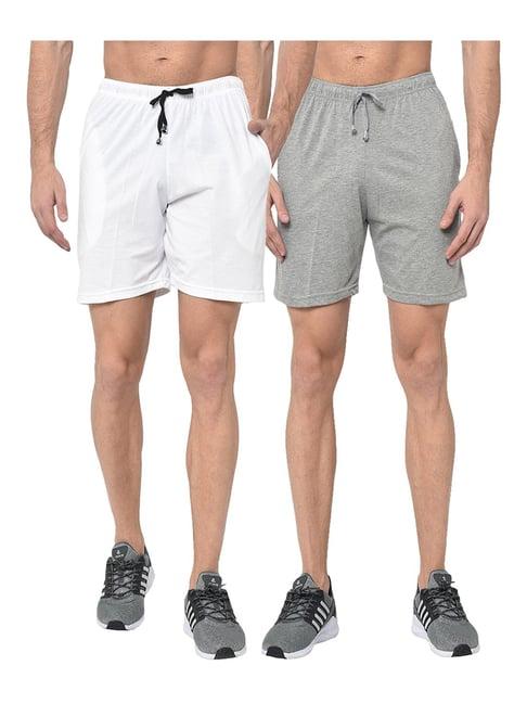 vimal jonney white & grey regular fit shorts - pack of 2