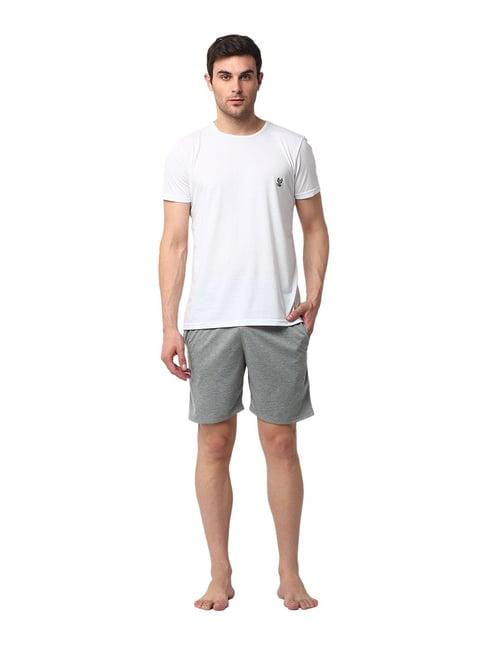 vimal jonney white & grey t-shirt & shorts