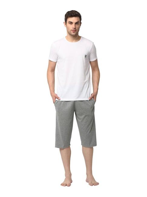 vimal jonney white & grey t-shirt & shorts