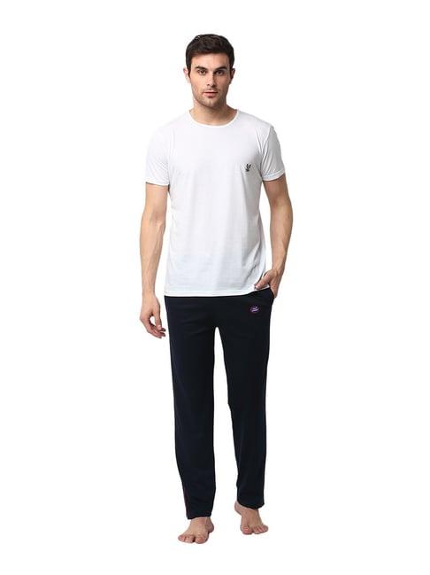 vimal jonney white & navy t-shirt & trackpants