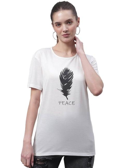 vimal jonney white cotton graphic print t-shirt