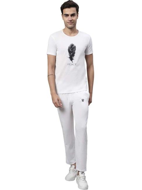 vimal jonney white cotton regular fit printed tracksuit