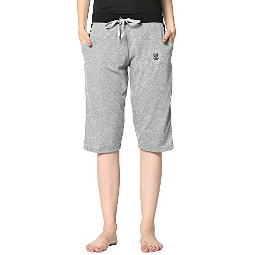 vimal jonney women's cotton three fourth capri shorts with side pockets |women's casual shorts-c9__mlg__01-l silver