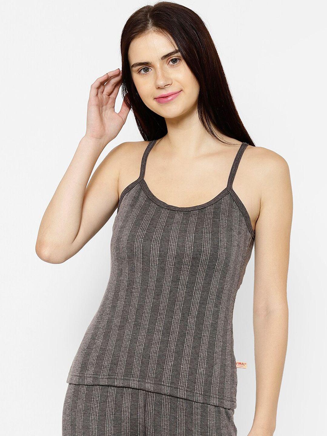 vimal jonney women black & grey striped thermal top