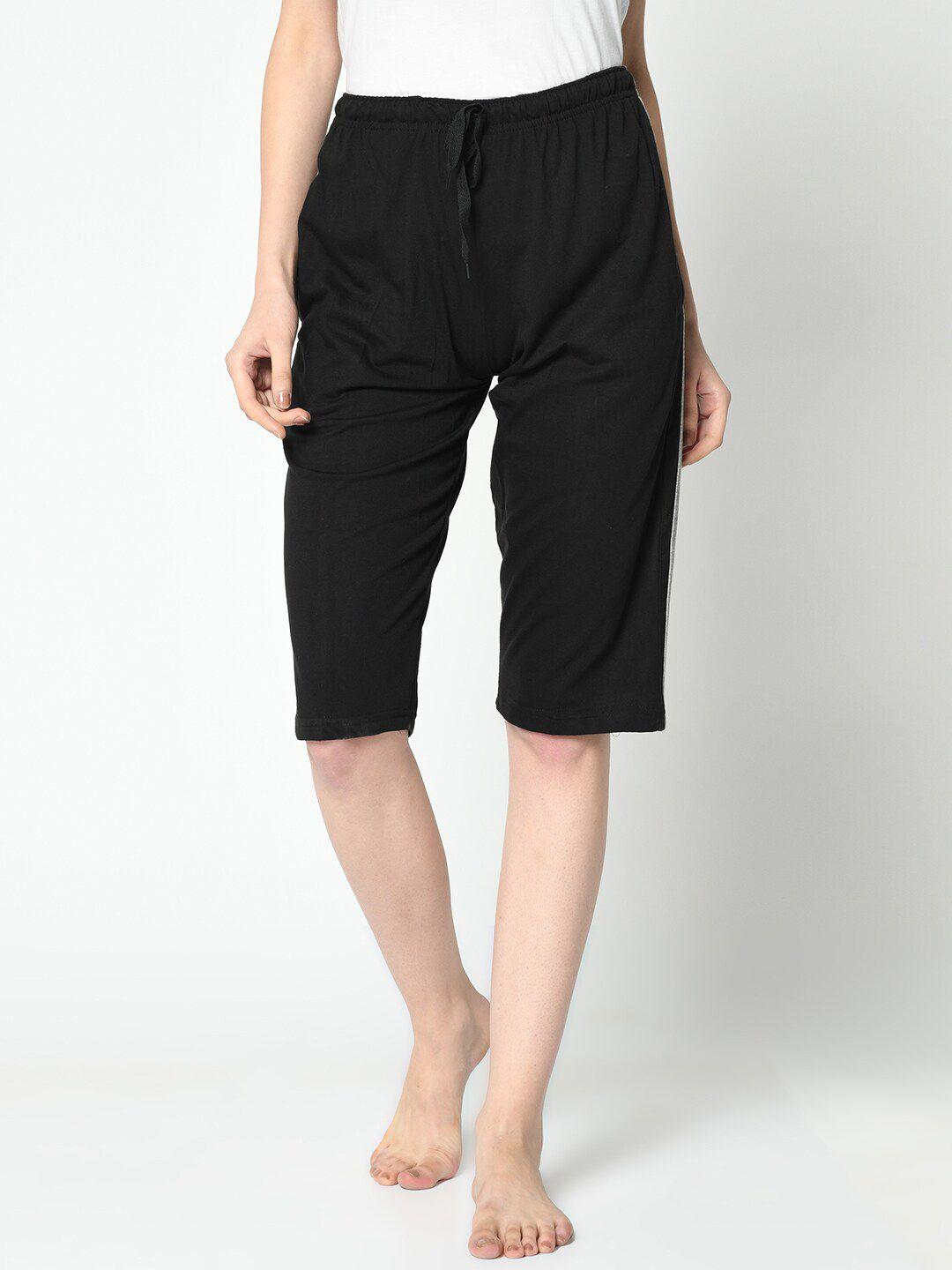 vimal jonney women black solid lounge shorts