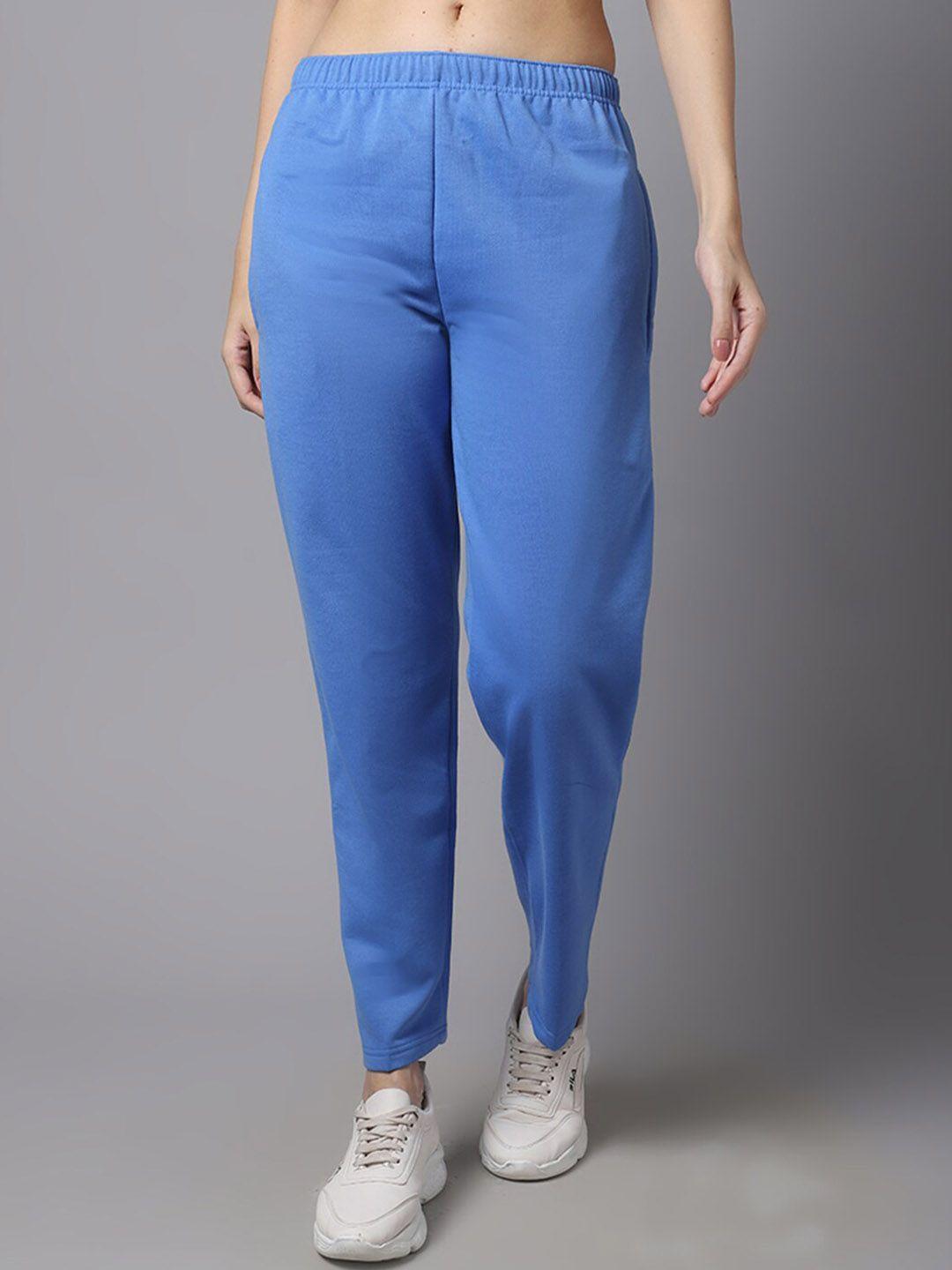 vimal jonney women blue solid cotton track pant